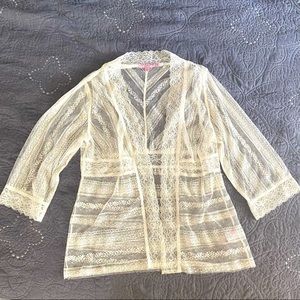 CALYPSO ST BARTH cream floral lace cardigan medium